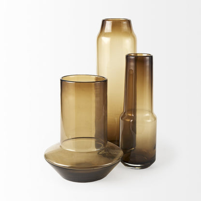 Amrita 8.3L x 8.3W x 9.7H Golden Brown Glass Vase