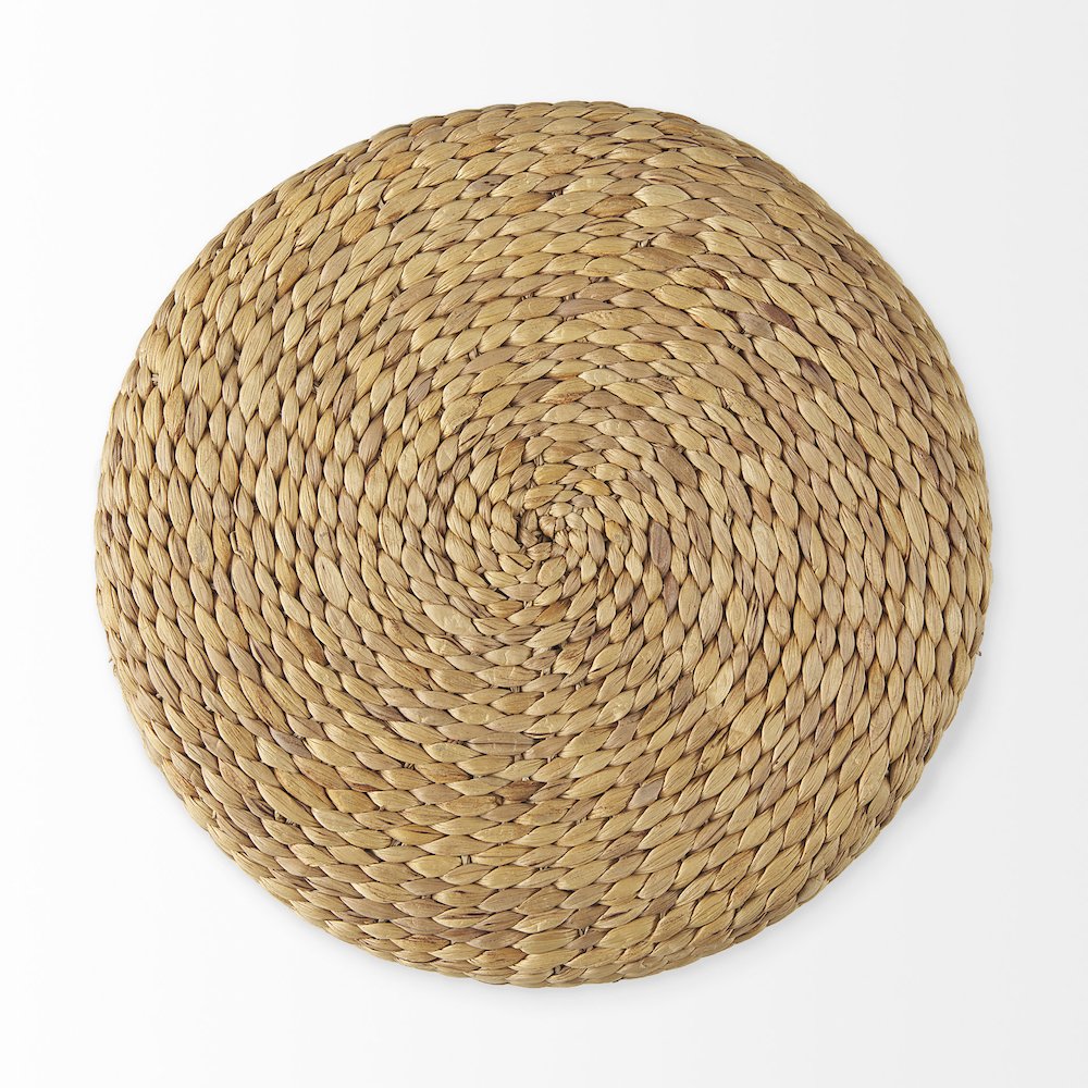 Maya 17.7L x 17.7W x 17.7H Light BrownMedium Brown Stripes Seagrass Round Pouf