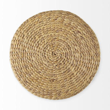 Maya 17.7L x 17.7W x 17.7H Light BrownMedium Brown Stripes Seagrass Round Pouf