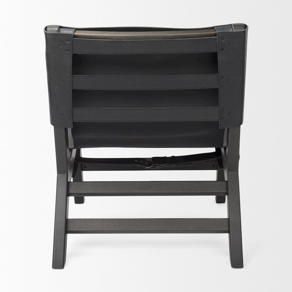 24.4L X 33.9W X 30.7H Black Leatherblack Stain Beech Wood Frame Accent Chair
