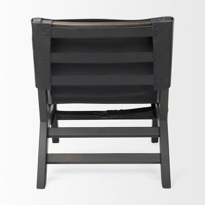 24.4L X 33.9W X 30.7H Black Leatherblack Stain Beech Wood Frame Accent Chair