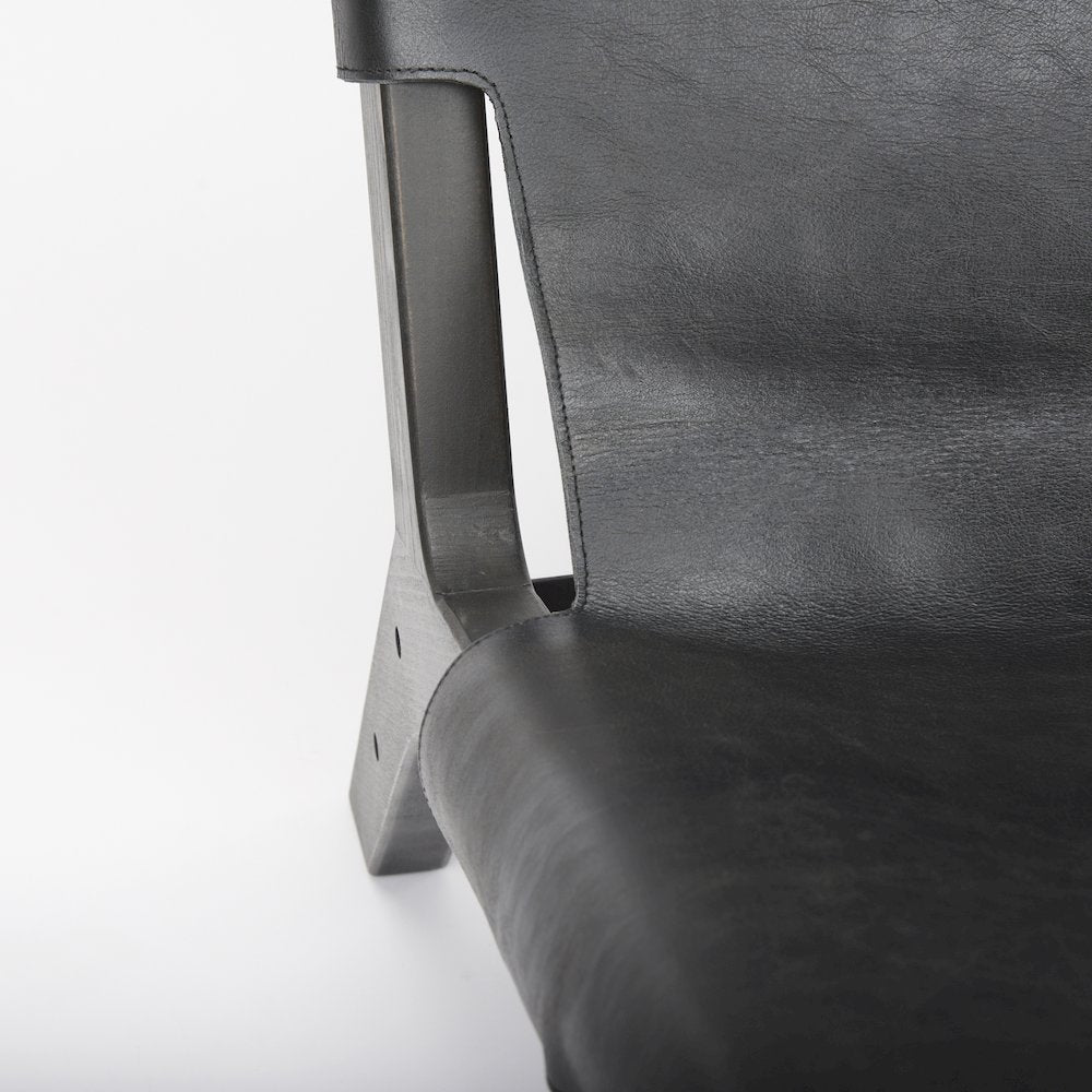 24.4L X 33.9W X 30.7H Black Leatherblack Stain Beech Wood Frame Accent Chair