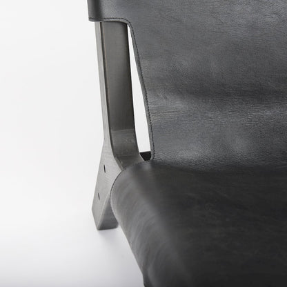 24.4L X 33.9W X 30.7H Black Leatherblack Stain Beech Wood Frame Accent Chair