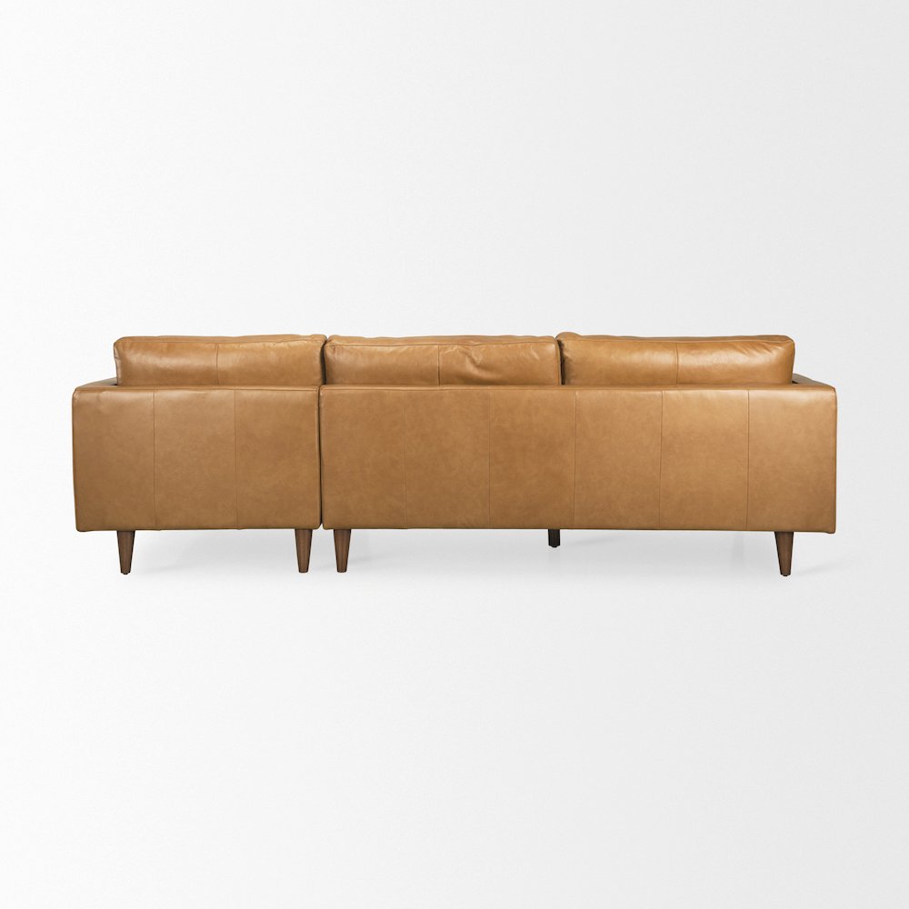 Elton 111.4L x 68.1W x 34.3H Tan Leather Right Chaise Sectional