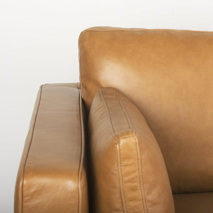 Elton 111.4L x 68.1W x 34.3H Tan Leather Right Chaise Sectional