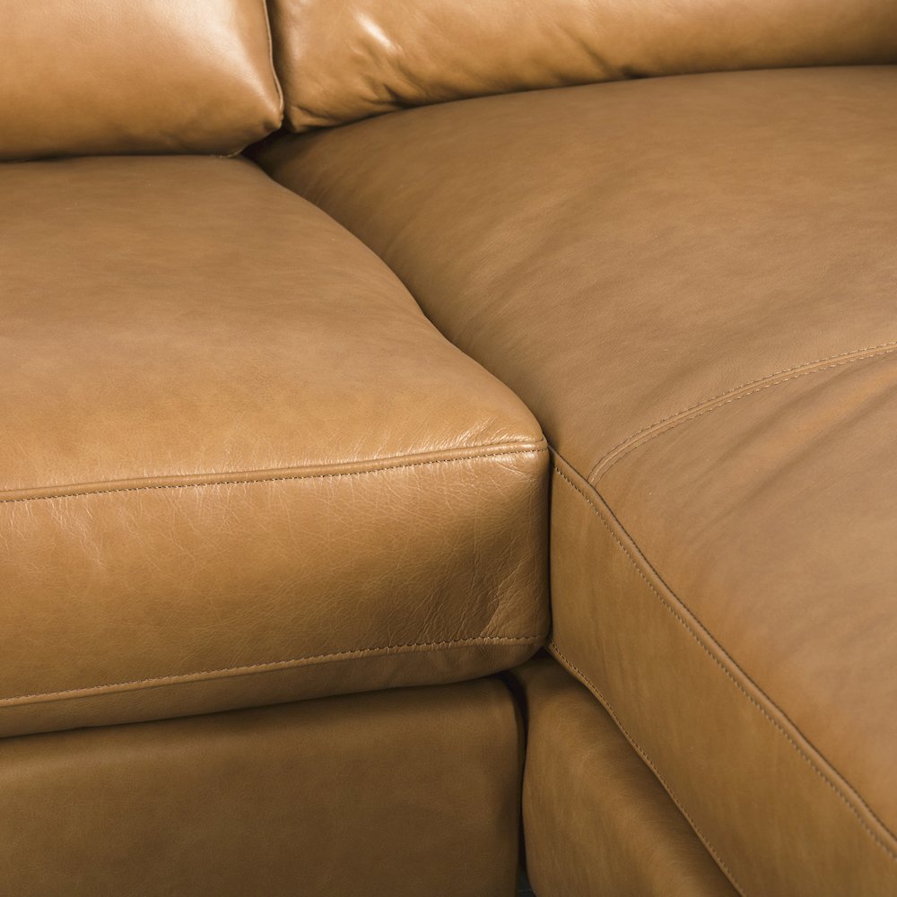 Elton 111.4L x 68.1W x 34.3H Tan Leather Right Chaise Sectional
