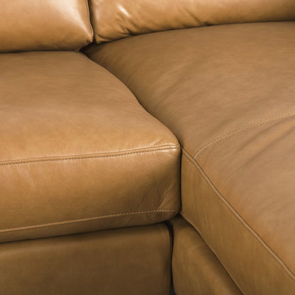 Elton 111.4L x 68.1W x 34.3H Tan Leather Right Chaise Sectional