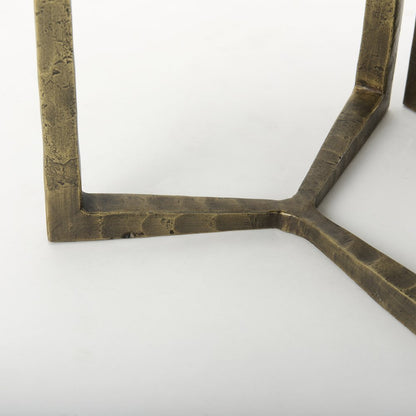 Black Wood And Antiqued Gold Metal Nesting Accent Tables (Set Of 2)