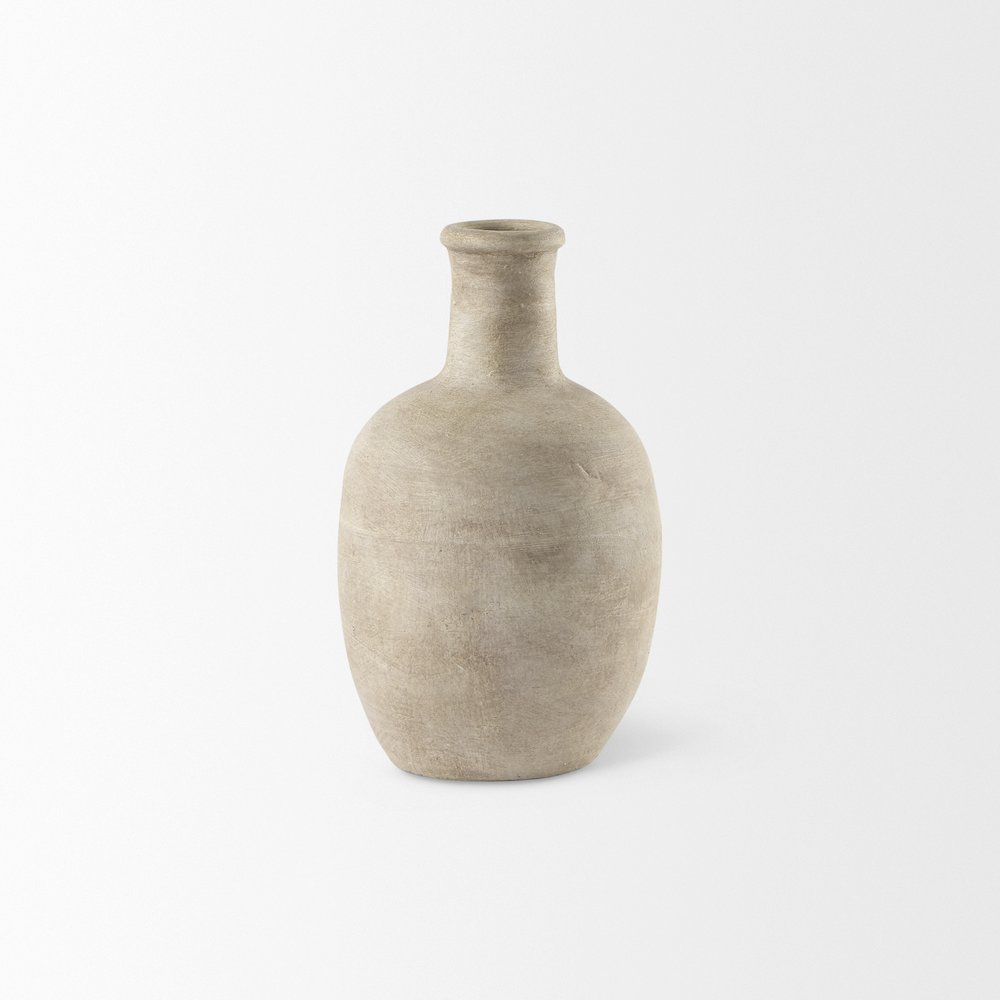 Zenn 5.3L x 5.3W x 9.3H Warm Beige Ceramic Vase