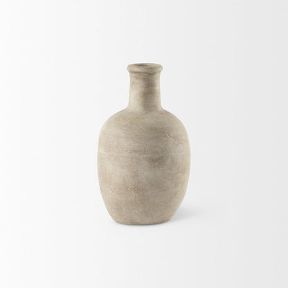 Zenn 5.3L x 5.3W x 9.3H Warm Beige Ceramic Vase