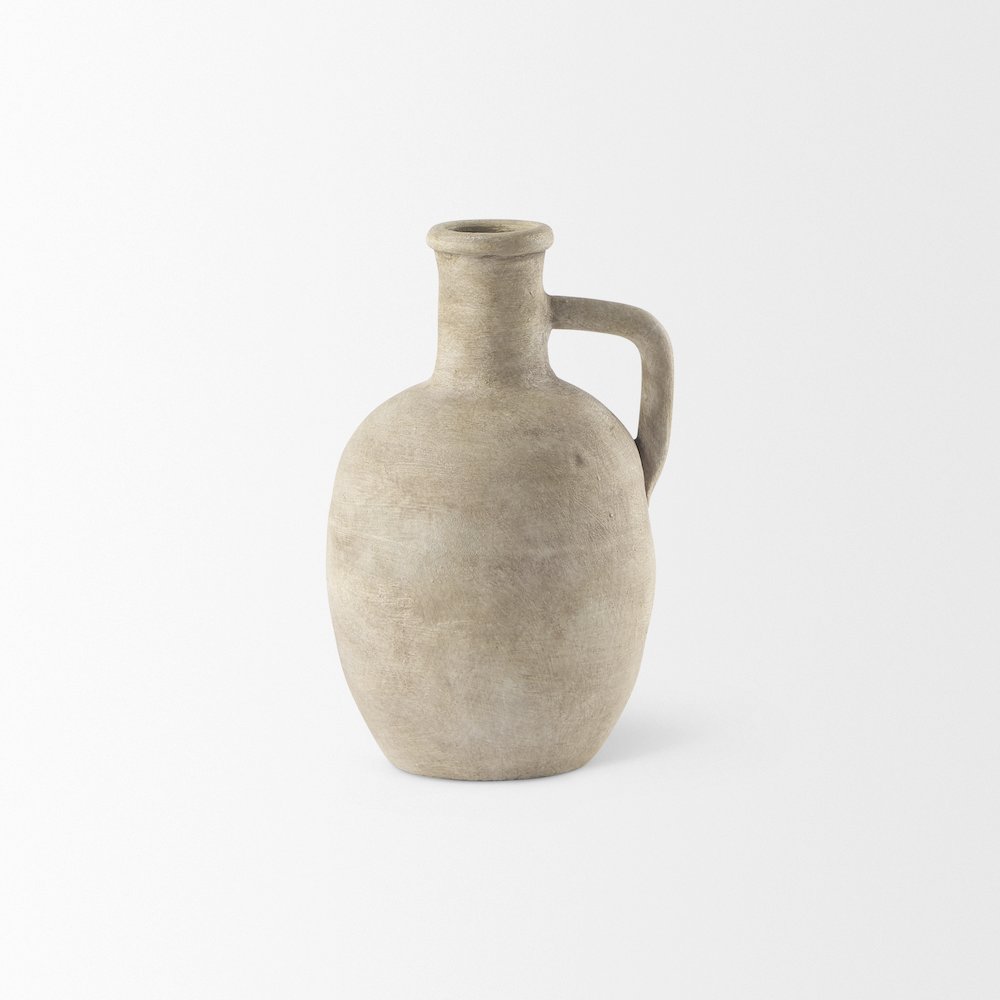 Zenn 5.3L x 5.3W x 9.3H Warm Beige Ceramic Vase