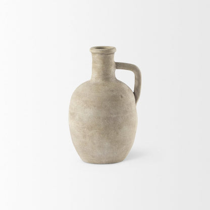 Zenn 5.3L x 5.3W x 9.3H Warm Beige Ceramic Vase