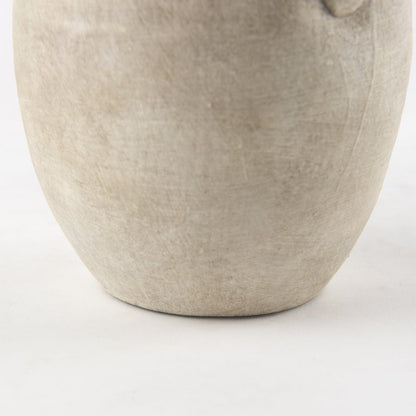 Zenn 5.3L x 5.3W x 9.3H Warm Beige Ceramic Vase