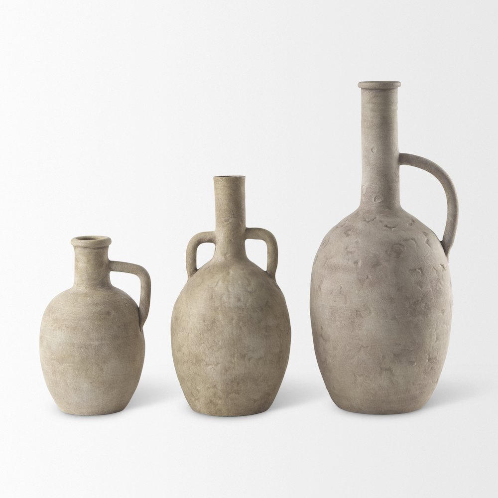 Zenn 5.3L x 5.3W x 9.3H Warm Beige Ceramic Vase