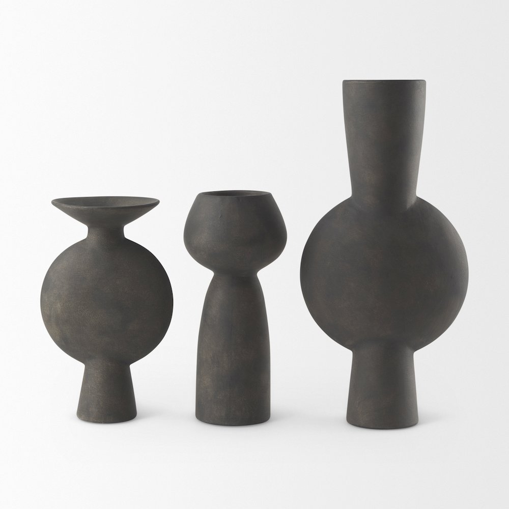 Kaz 6.7L x 5.5W x 11.2H Earthy Brown Ceramic Vase