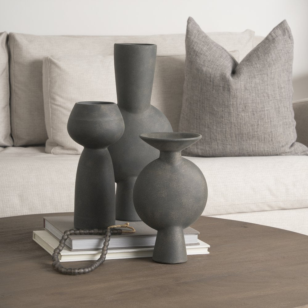 Kaz 6.7L x 5.5W x 11.2H Earthy Brown Ceramic Vase