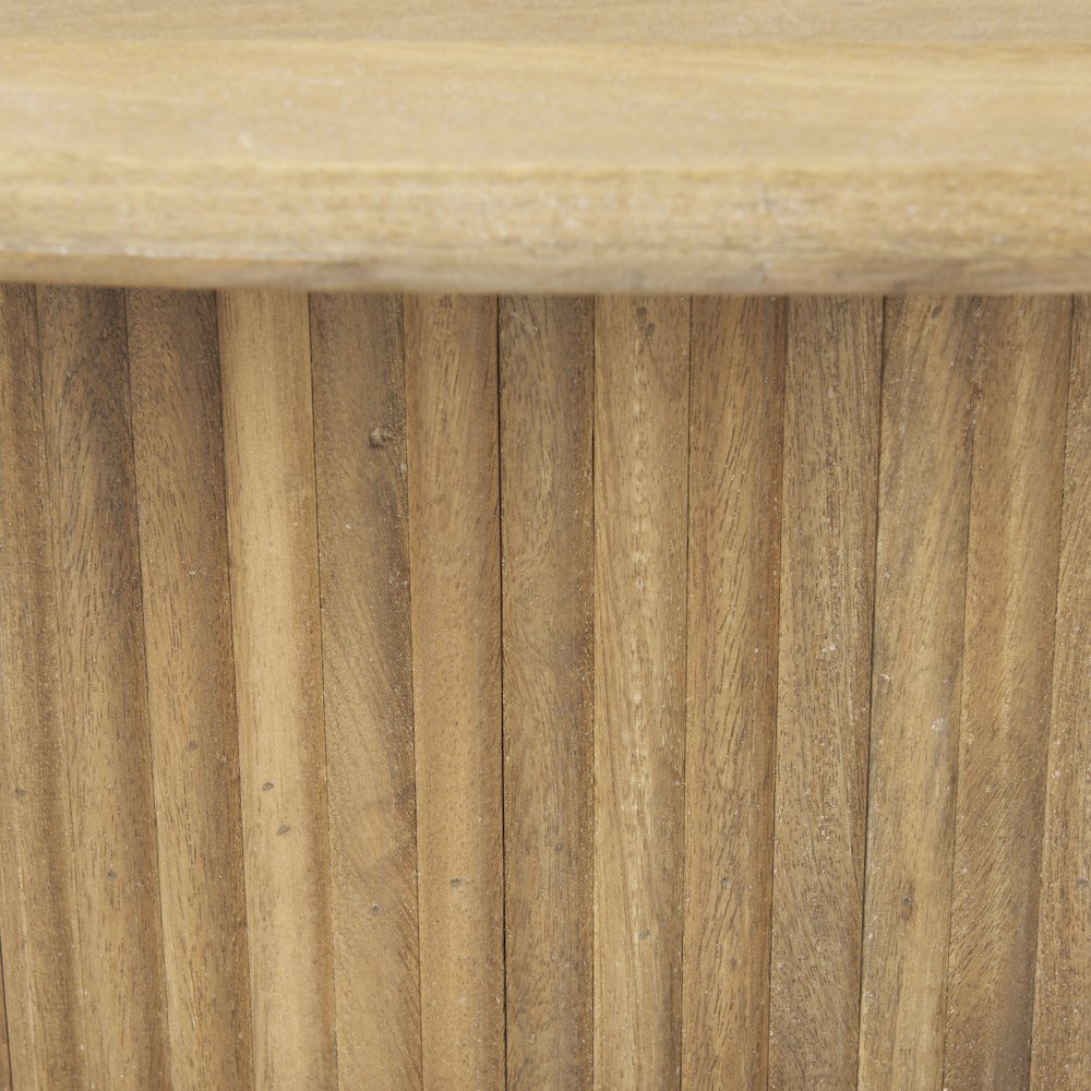 Light Brown Wood Oval Fluted Coffee Table