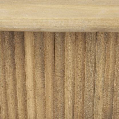 Light Brown Wood Oval Fluted Coffee Table