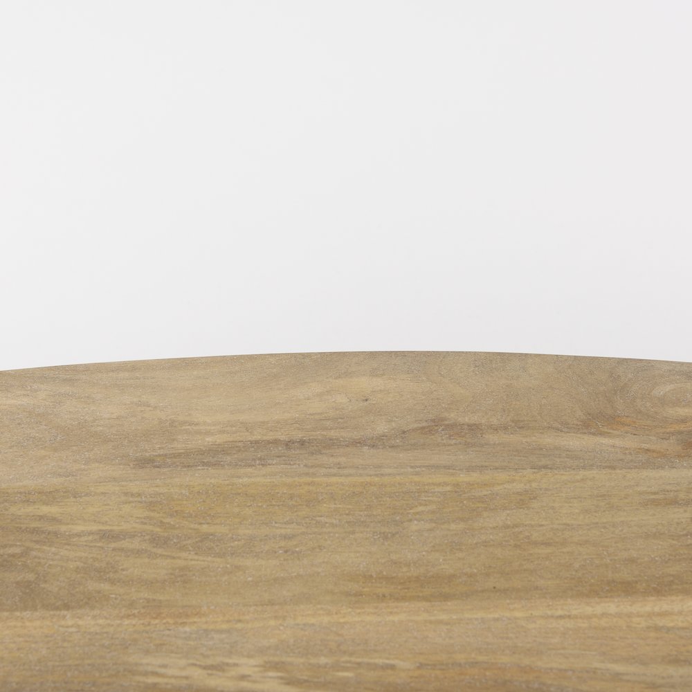 Light Brown Wood Oval Fluted Coffee Table