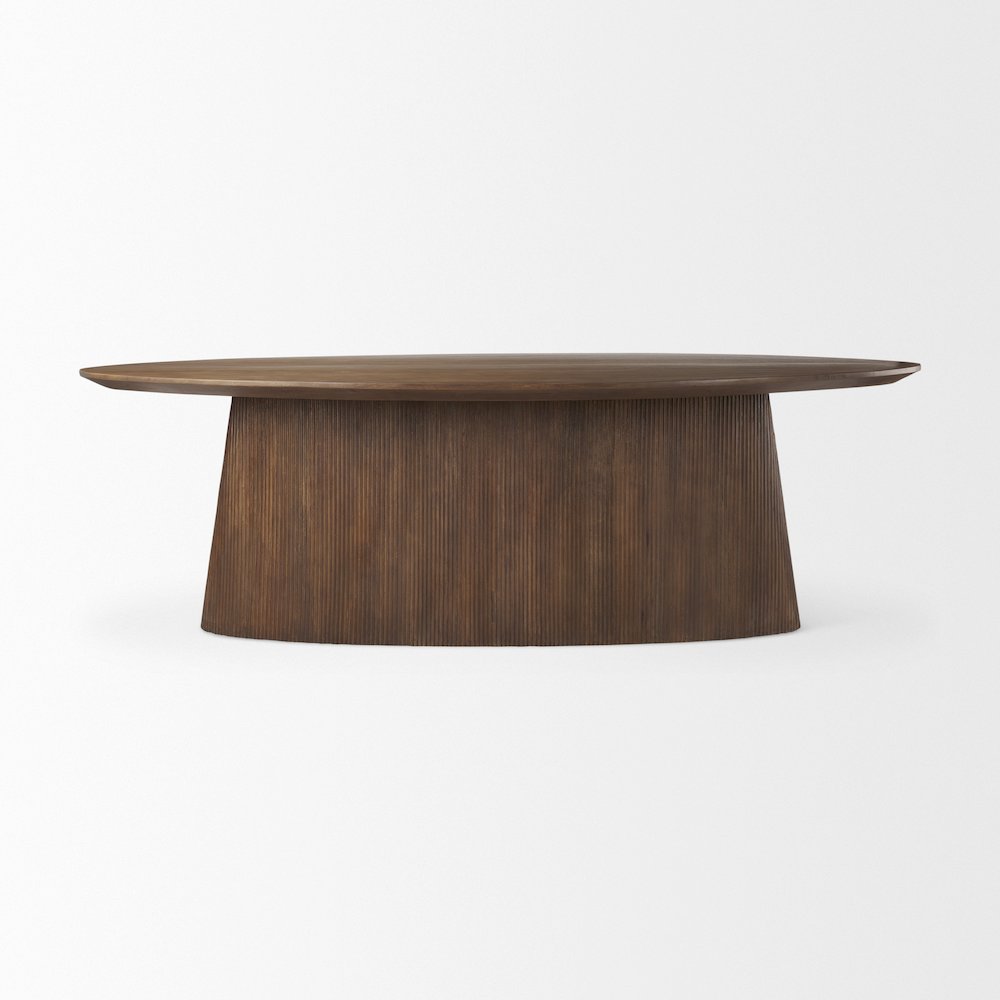 Lance 94"L x 50"W x30"H Medium Brown Solid Wood Oval Dining Table