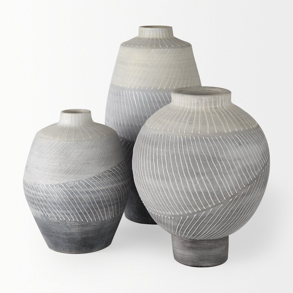 Blume 12.5H Off-White Gray Textured Vase