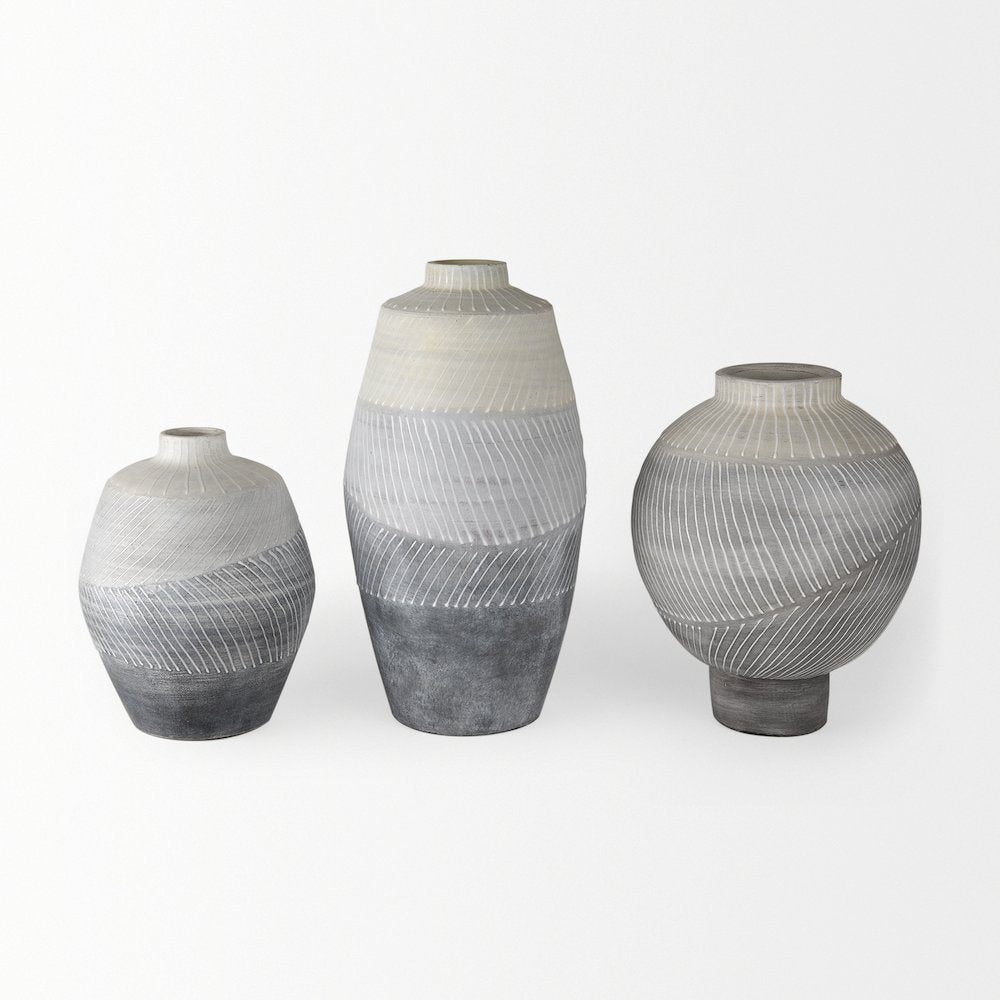 Blume 12.5H Off-White Gray Textured Vase