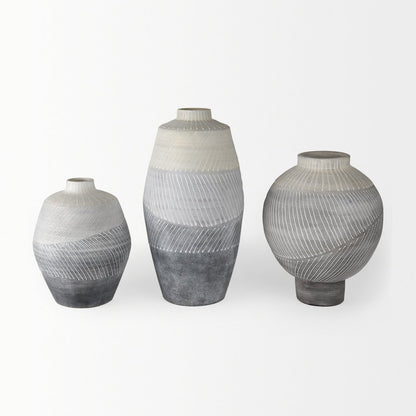 Blume 12.5H Off-White Gray Textured Vase