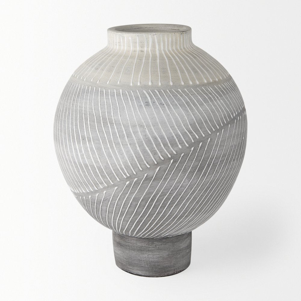 Blume 12.5H Off-White Gray Textured Vase