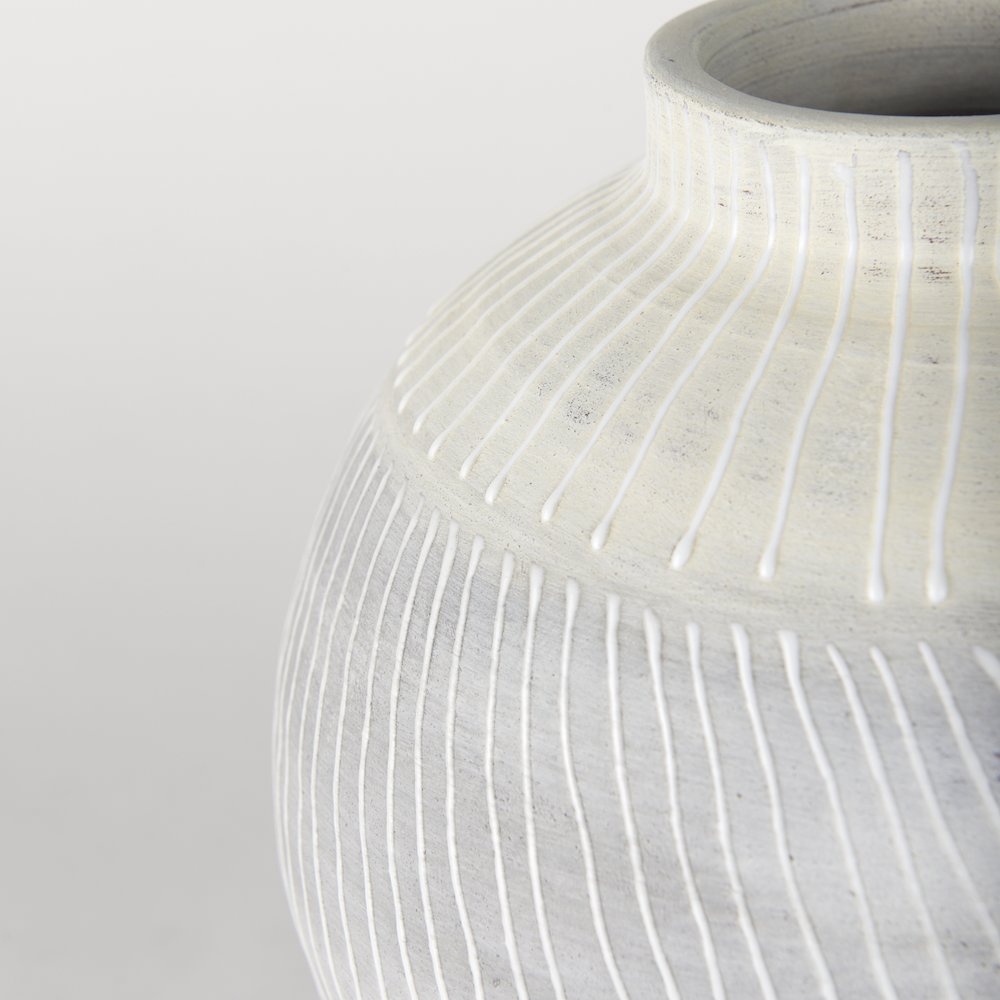 Blume 12.5H Off-White Gray Textured Vase