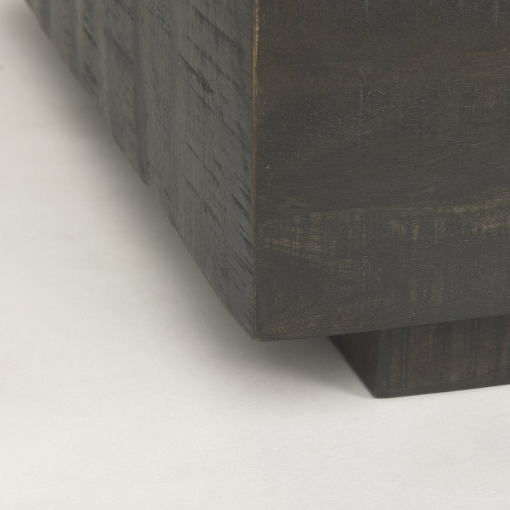 Dark Brown Wood Square Coffee Table