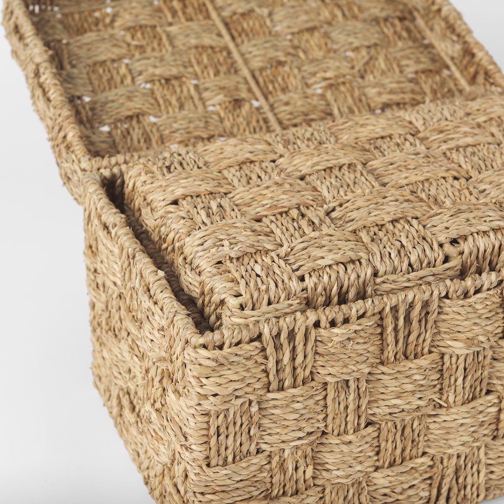 Set Of 2 Seagrass Boxes With Lids
