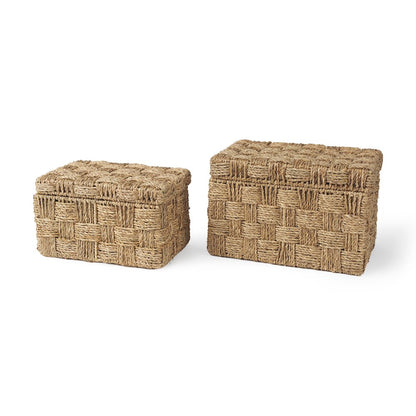 Set Of 2 Seagrass Boxes With Lids