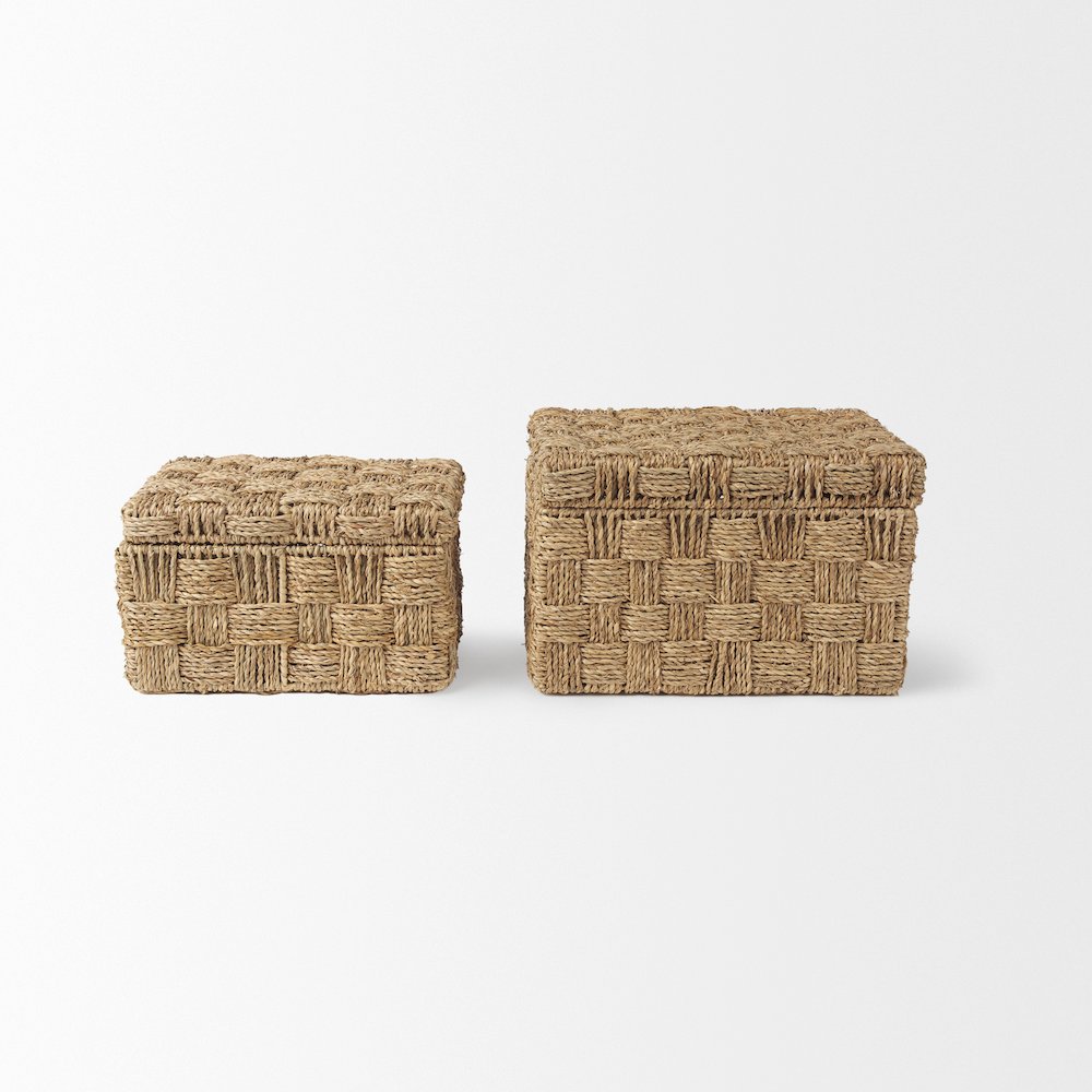 Set Of 2 Seagrass Boxes With Lids