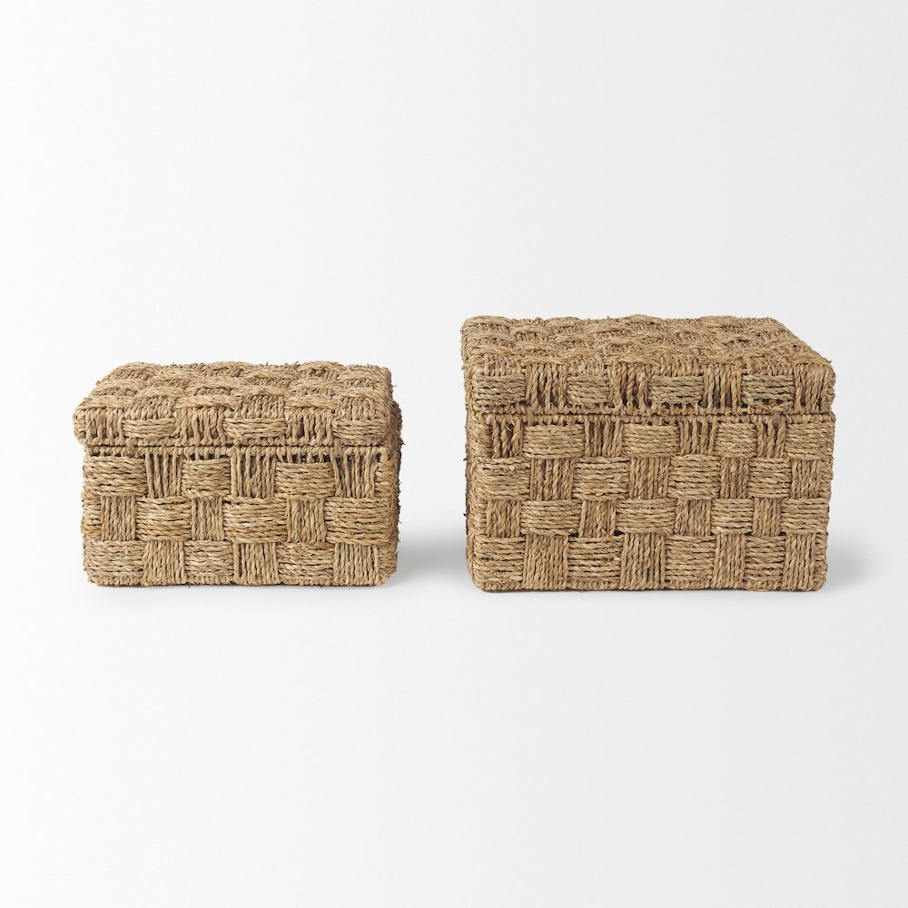 Set Of 2 Seagrass Boxes With Lids