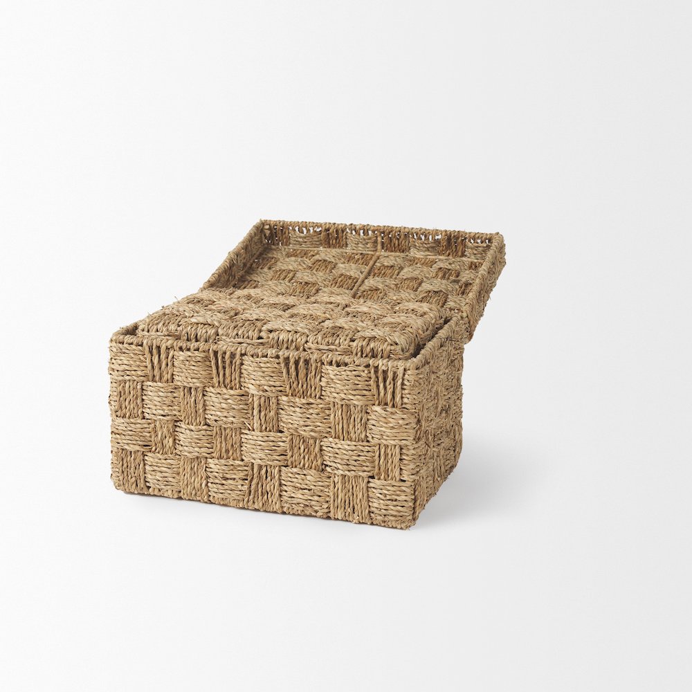 Set Of 2 Seagrass Boxes With Lids