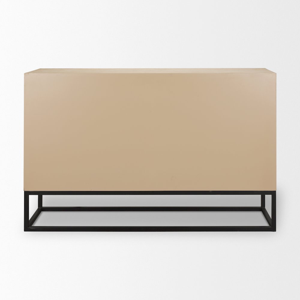 Ciara 6 Drawer Beige Fir Veneer Black Metal Sideboard