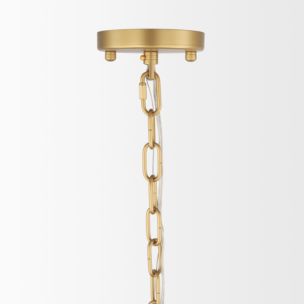 Brushed Gold Metal Frosted Glass Globes 6-Light Chandelier
