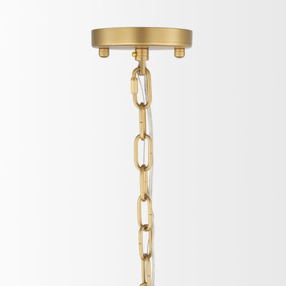 Brushed Gold Metal Frosted Glass Globes 6-Light Chandelier