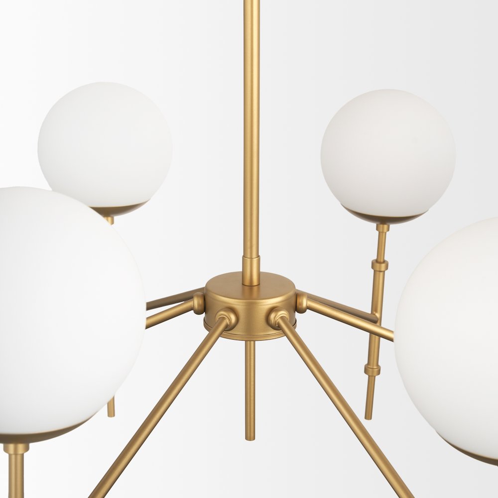 Brushed Gold Metal Frosted Glass Globes 6-Light Chandelier