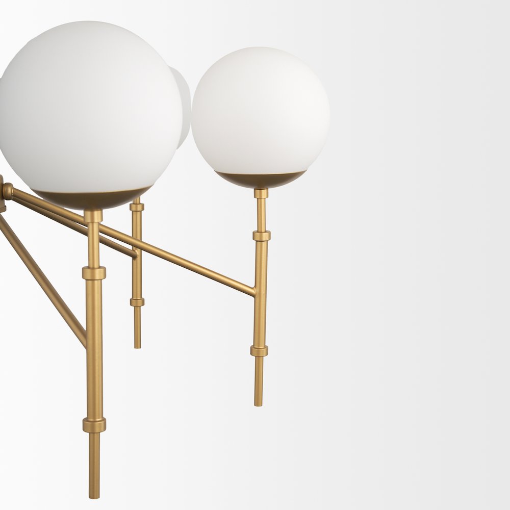 Brushed Gold Metal Frosted Glass Globes 6-Light Chandelier