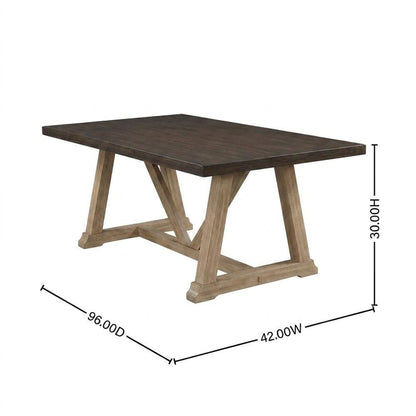 Rectangular Black and Brown Solid Wood Dining Table with Durable Finish