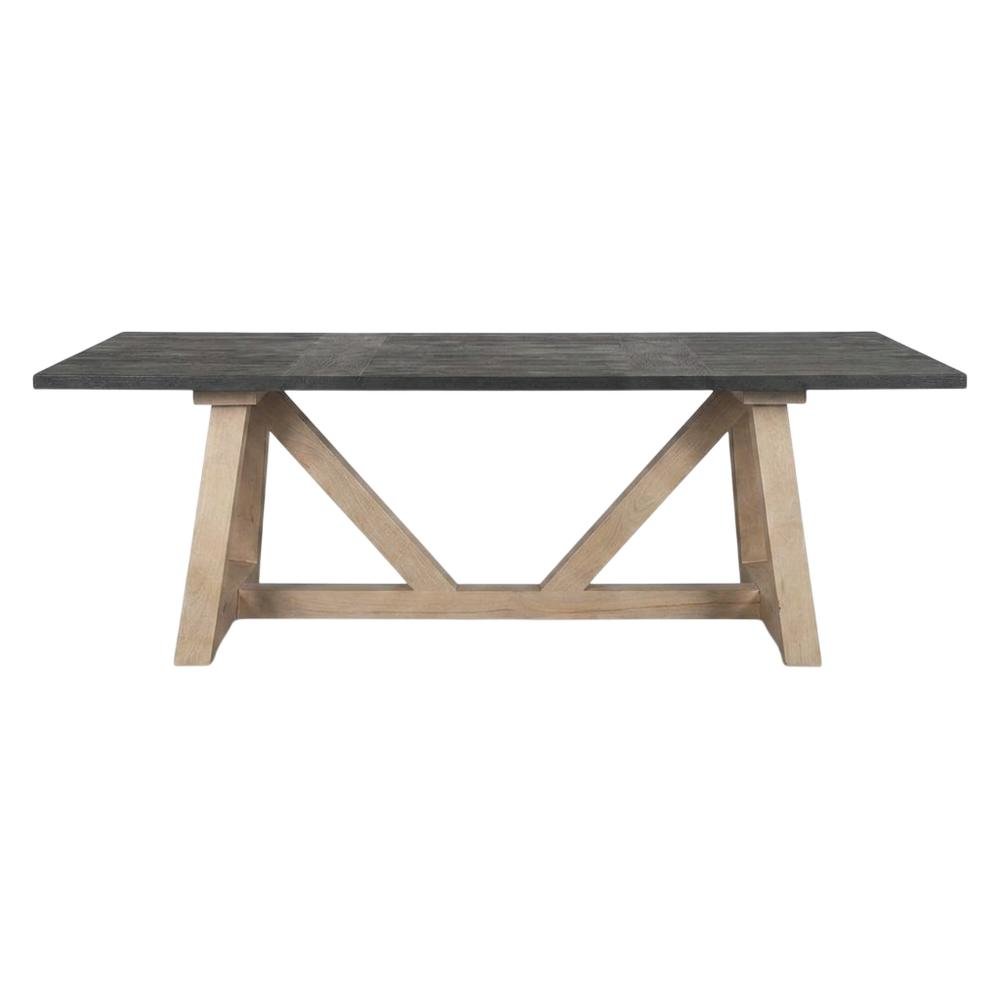 Rectangular Black and Brown Solid Wood Dining Table with Durable Finish