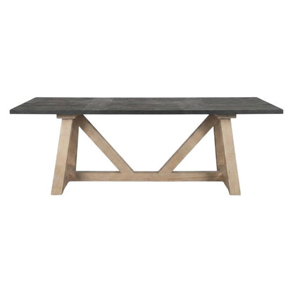 Rectangular Black and Brown Solid Wood Dining Table with Durable Finish