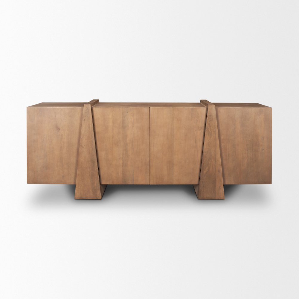 Eula Medium Brown Wood 4-Door Sideboard
