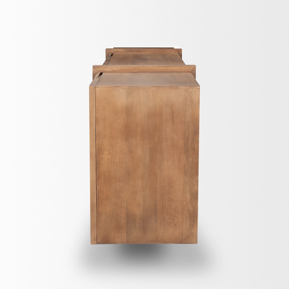 Eula Medium Brown Wood 4-Door Sideboard