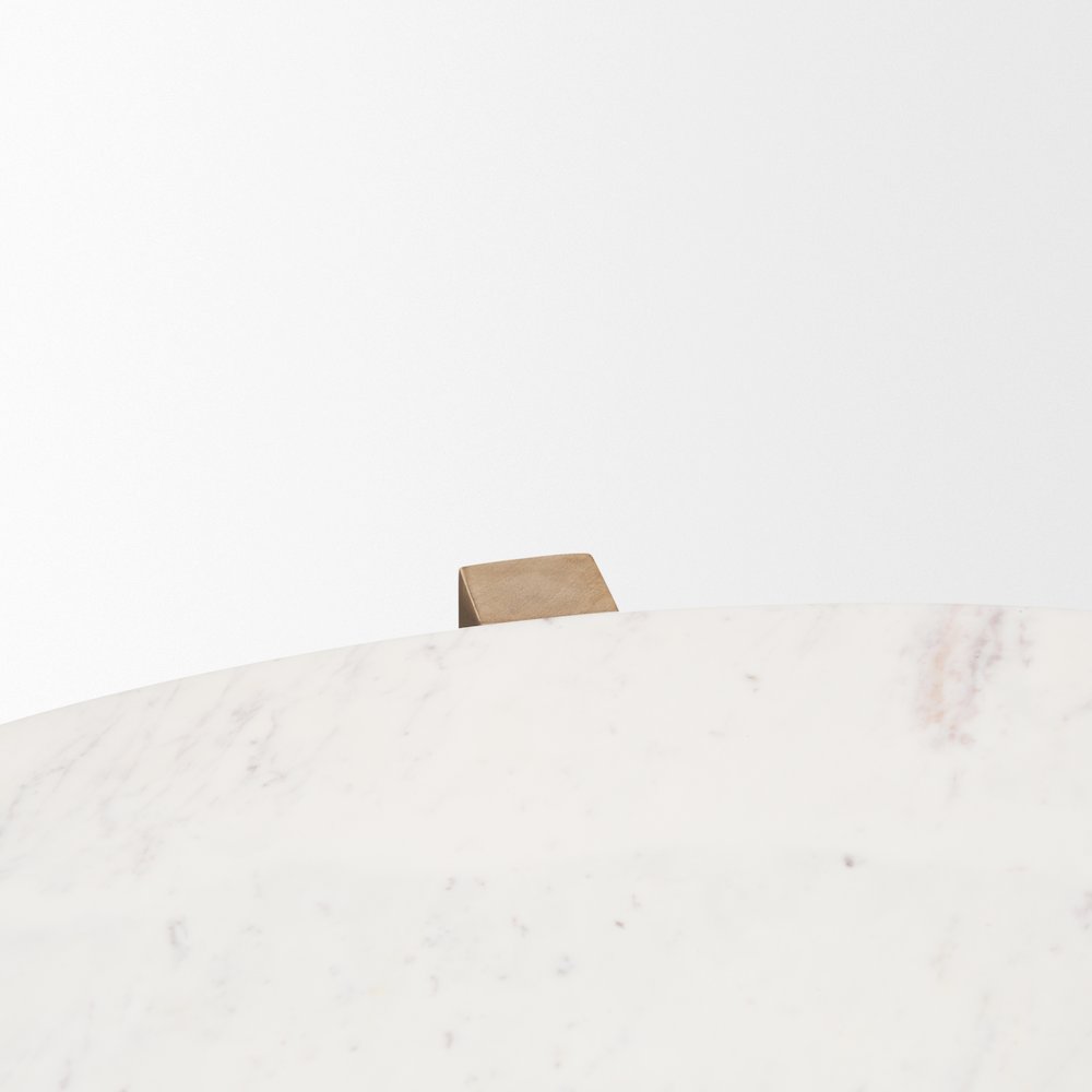 Light Brown Wood Round Marble Top Coffee Table