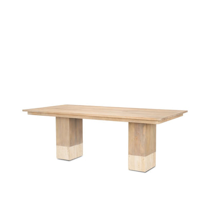 Shivon 84" Rectangular Light Brown Mango Wood Travertine Dining Table