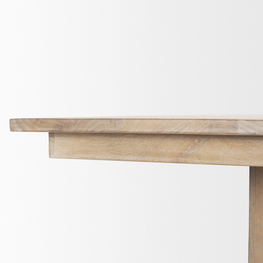 Shivon 84" Rectangular Light Brown Mango Wood Travertine Dining Table