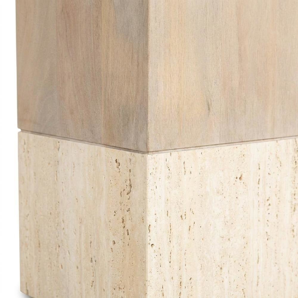 Light Brown Mango Wood Dining Table with Travertine Top for Elegant Homes