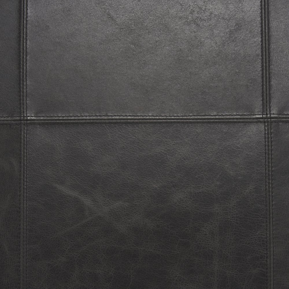Gunmetal Genuine Aged Black Leather Upholstered Accent Chair